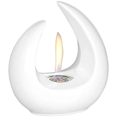 Abbildung von Carlo Milano Terrassenfeuer Ethanol: Design Deko Tischfeuer für Bio Ethanol, Keramikgehäuse, 53 ml, weiß (Bioethanol Terrassenfeuer, Tischkamin, Feuerschale)