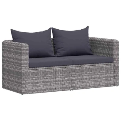 Abbildung von vidaXL Loungesofa Garten Ecksofas 2 Stk. Poly Rattan Grau, Teile