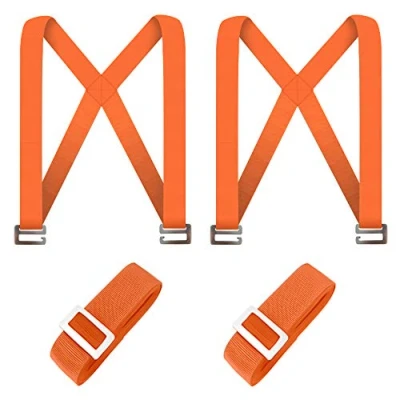 Abbildung von Tragegurte Umzug, 2 Personen Tragegurt, Mobelgurt, Transportgurt, Hebegurte für Waschmaschine, Klavier, Möbel, Schwere Gegenstände, 360kg Ready Lifter, Shoulder und Arm Kreuztragegurt (Orange)