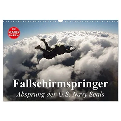 Abbildung von Fallschirmspringer. Absprung der U.S. Navy Seals (Wandkalender 2025 DIN A3 quer), CALVENDO Monatskalender