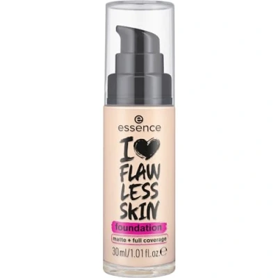 Abbildung von essence I LOVE FLAWLESS SKIN foundation, Nr. 10, Nude, langanhaltend, mattierend, sofortiges Ergebnis, matt, vegan, ölfrei, UVA und UVB Filter + SPF 20, ohne Parfüm, 1er Pack (30ml)