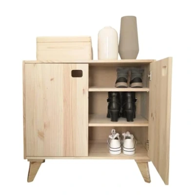 Abbildung von Astigarraga Kit Line Kommode Dinamic Regal Set &quot;Kommode&quot;, Schränkchen mit zwei Türen (Schrankmodul Füßen), Unbehandeltes Vollholz aus europäischem Anbau
