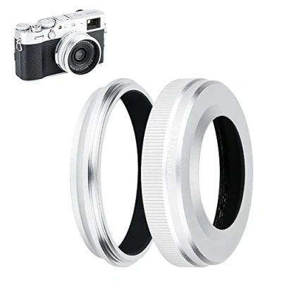 Abbildung von JJC Gegenlichtblende mit Adapterring für Fujifilm Fuji X100VI X100V X100 X100S X100T X100F Kameras, ersetzt LH und AR Silber