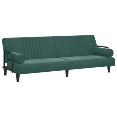 Abbildung von vidaXL Schlafsofa mit Armlehnen, Sofa verstellbaren Rückenlehnen, Couch für Wohnzimmer, Schlafcouch Bettsofa Sofabett, Dunkelgrün Samt