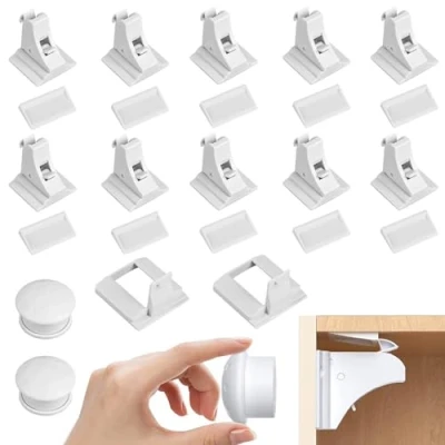 Abbildung von Babysicherheit Magnetisches Schrankschloss, Kindersicherung Schrank,10 Schlösser mit 2 Schlüssel, Magnetische Kindersicherung, ohne Bohren und Schrauben für Schrank Schubladen