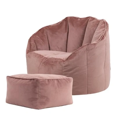 Abbildung von icon Sitzsack Sessel aus Samt „Sirena“ mit Hocker, 77x64x74cm, Made in Germany, für Erwachsene &amp; Kinder