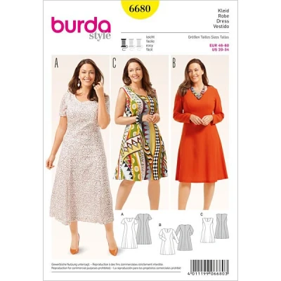 Abbildung von burdastyle Burda B6680 Schnittmuster Kleid, Papier, weiß, 19 x 13 1 cm