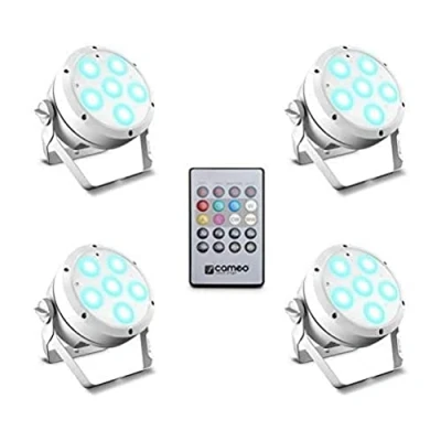 Abbildung von Cameo ROOT® PAR 6 WH Set 1 bestehend aus 4 x CLROOTPAR6WH inkl. IR Fernbedienung (CLPFLAT1REMOTE)