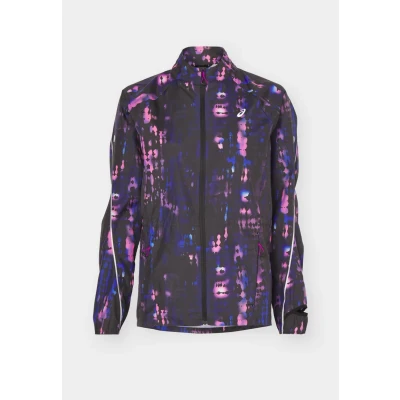 Abbildung von Asics ROAD Liteshow Packable Jacket Laufjacke, Damen, Größe: Small, Performance black/bold magenta