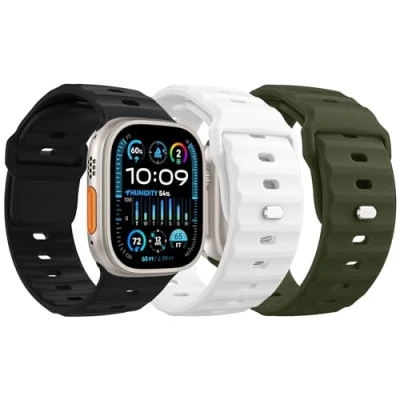 Abbildung von MoKo 3Stück Ozean Armbänder Kompatibel mit Apple Watch Ultra 2 Armband 49mm 46mm 45mm 44mm 42mm für Herren Damen,Wasserdicht Silikon Sport iWatch Serie 10 9 8 7 6 5 4 3 SE 2,S/AG/W