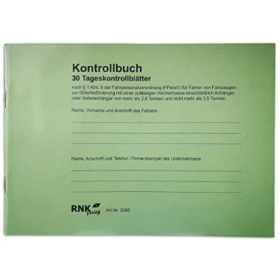 Abbildung von RNK Verlag Formularbuch Tageskontrollblätter für das Fahrpersonal DIN A5 1x 32 Seiten