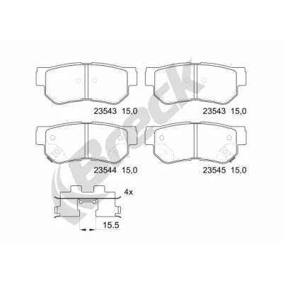 Abbildung von BRECK 23543 00 704 10 Bremsbelagsatz mit akustischer Verschleißwarnung Zubehör HYUNDAI: Tucson, Getz, Sonata V, KIA: Sportage II, Magentis II
