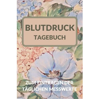 Abbildung von Blutdrucktagebuch zum Eintragen der täglichen Messwerte: Kleiner Blutdruckpass und Blutdruck Tagebuch mit vorgedruckten Seiten Ausfüllen Platz ... Logbuch Dokumentieren.