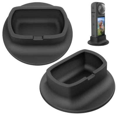 Abbildung von Passend für Insta360X4 Zubehör 2 Stützbasis Silikonbasis Kompatibel Mit Insta 360 Halterung Silikonhalterung Desktop Stabile Anti Rutsch Basis (Schwarz)