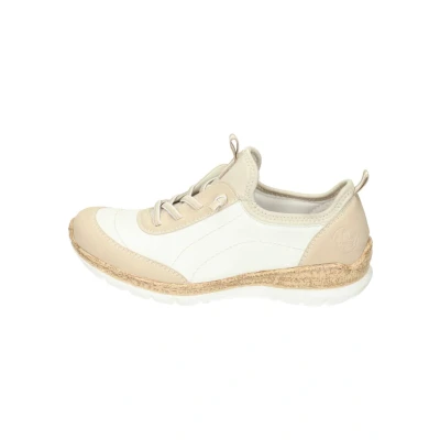 Abbildung von Rieker Sportlicher Schnürer, Damen, Größe: 36, Perle weiss perlcreme Textil/synthetik