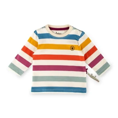 Abbildung von sigikid Happy Crocodile Langarmshirt für Kinder, Größe: 74, Ecru bunt gestreift