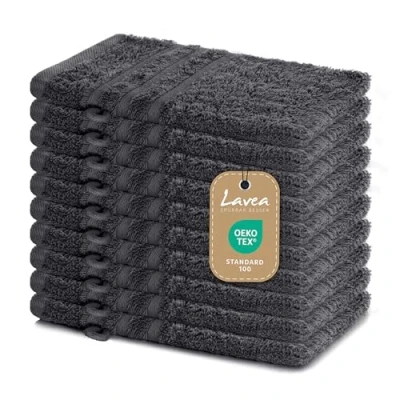 Abbildung von Lavea Waschhandschuh Elena, 15x21cm aus 100% Baumwolle, einzigartig weiche Waschhandschuhe mit Aufhänger (Set, 10 St), ideal für die schonende Reinigung des gesamten Körpers