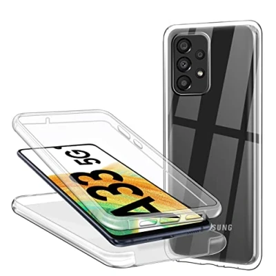 Abbildung von ZYIMOU Hülle für Samsung Galaxy A33 5G Handyhülle 360 Grad, Transparent Full Schutz Kratzfest Dünn Durchsichtige Case Silikon Schutzhülle, Hart PC Zurück + Weich TPU Vorderseite