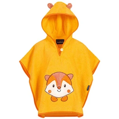Abbildung von Morgenstern Badeponcho Kinder Baby Mädchen Jungen 100% Baumwolle OEKO TEX Babybadetuch Kapuzenhandtuch Bademantel Frottee Fuchs
