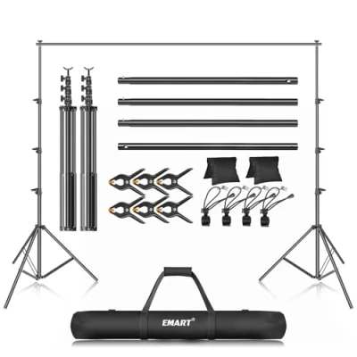 Abbildung von EMART Foto Hintergrund Ständer Kit, 3m x 3,6m Verstellbares Fotostudio Ständer, Hintergrundsystem für Fotografie, Video, Porträt und Produktfotografie