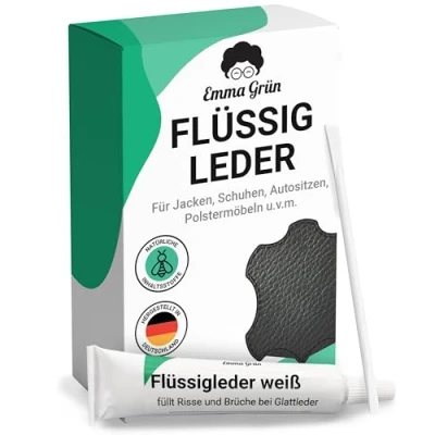 Abbildung von Emma Grün Reparatur Set Flüssigleder Weiß 7 ml inkl. Spachtel, zum Füllen von Rissen &amp; (Brand)Löchern, aus deutscher Manufaktur