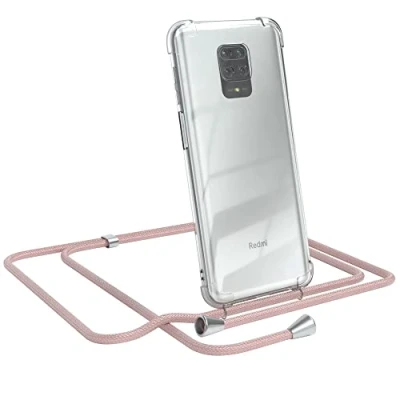 Abbildung von EAZY CASE Handykette kompatibel mit Xiaomi Redmi Note 9S / 9 Pro Max Handyhülle Umhängeband, Handykordel Schutzhülle, Silikonhülle, Hülle Band, Stylische Kette Hülle, Rosé Gold