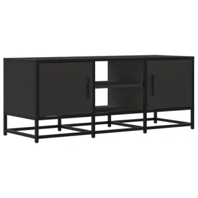 Abbildung von vidaXL TV Schrank, Lowboard für Fernseher, Fernsehtisch mit Stauraum, Fernsehschrank Wohnzimmer Schlafzimmer, Schwarz Holzwerkstoff Metall