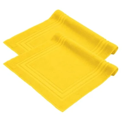 Abbildung von Komfortec Badvorleger Set 2 Teilig, Frottee Duschvorleger, Waschbar Duschmatte &amp; Badteppich, 600 g/m² &amp;100% Baumwolle, Saugfähig Schnelltrocknend, 50 x 70 cm, Gelb