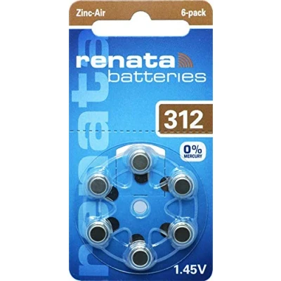 Abbildung von 60x Renata Gr. 312 Hörgerätebatterien 10x 6er Blister PR41 Braun