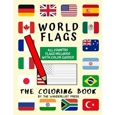 Abbildung von world Flags: the Coloring Book: A great geography gift for kids and adults: color in flags all countries of with guides to help. ... creativity, stress relief general fun.