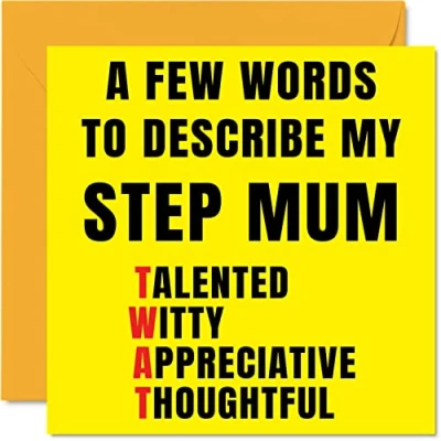 Abbildung von Unhöfliche Geburtstagskarten für Stiefmutter Motiv &quot;Few Words Describe Tw*t&quot; Witz Happy Karte von Tochter Sohn Geburtstagsgeschenke 145 mm Offensive Muttertags Grußkarten Geschenk