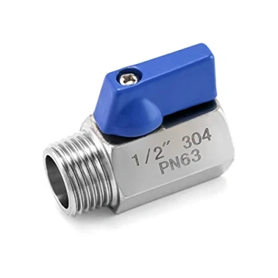 Abbildung von QWORK® Mini Kugelhahn Absperrhahnm aus Edelstahl, Reduziertem Durchgang, PN 63, 1/2 Zoll Innengewinde/Aussengewinde