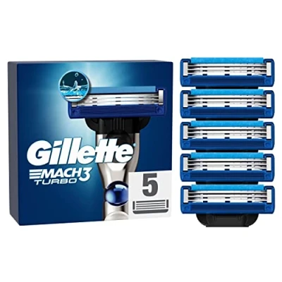 Abbildung von Gillette Mach3 Turbo Rasierklingen für Rasierer, 5 Ersatzklingen Nassrasierer Herren mit 3 fach Klinge