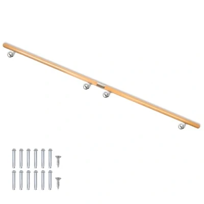 Abbildung von Buche Holz Handlauf Treppengeländer Geländer für Treppe Wandhandlauf Wand seitliche Montage Auswahl Länge 80 500 cm V2Aox, Länge:400