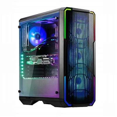 Abbildung von BitFenix Enso Mesh RGB E ATX Midi Tower, Tempered Glass Seitenteil Gaming PC Tower mit Adressierbarer Beleuchtung, Frontplatte, Schwarz