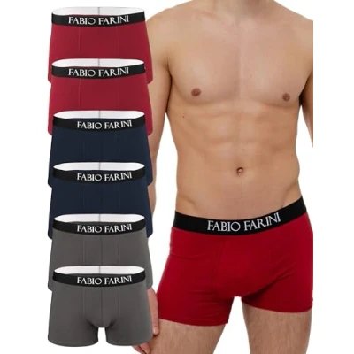 Abbildung von Fabio Farini 6ER PACK Retroshorts Stretch Atmungsaktiv Boxershorts, Herren, Größe: Medium, Navy/rot/ grau