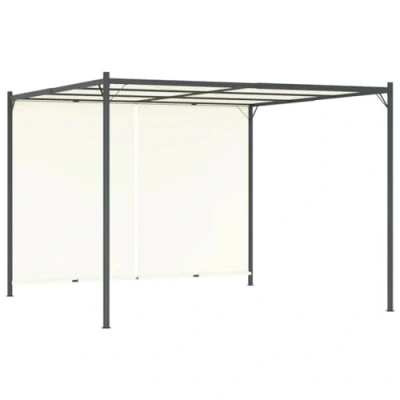 Abbildung von vidaXL Pergola mit Verstellbarem Dach Schiebedach Erdspieße Garten Pavillon Gartenzelt Terrassendach Sonnenschutz Cremeweiß 3x3m Stahl