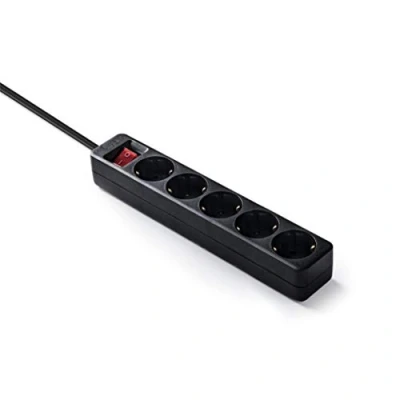 Abbildung von FAMATEL,9/705 N, AA8Leiste Ecosockets5 Steckdosen Stecker mit Leuchtschalter 1,5Meter Bis 3500W Kindersicherung Dosen für Multistecker Ausrichtung der auf 45º