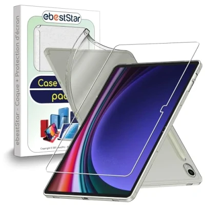 Abbildung von ebestStar Hülle für Samsung Galaxy Tab S9 5G, Silikon Handyhülle Cover, Klar TPU Schutzhülle, Slim Handy Case, Transparent + Panzer Schutz Glas