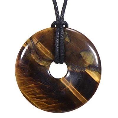 Abbildung von Morella Kette mit Anhänger Halskette 80 cm Donut Stein (1 tlg), Damenkette Edelstein, Chakra, im Samtbeutel
