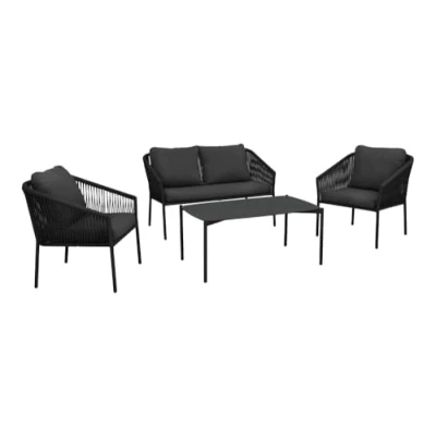 Abbildung von riess ambiente Loungeset AIRE ROPE anthrazit · wetterfeste Sitzgruppe inkl. Tisch und Kissen, (Set, 4 tlg), Für Terrasse &amp; Balkon mit Sitzmöglichkeiten Outdoor Garten