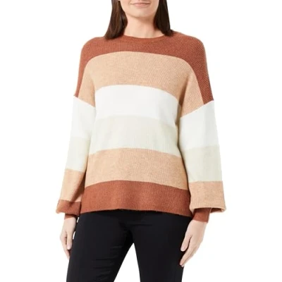 Abbildung von ONLY Damen ONLATIA L/S Stripe KNT NOOS Pullover, Tortoise Shell/Stripes:W. Mel/Indian TAN Mel/Cloud Dancer/Pumice Stone Mel/Tortoise Shell Mel, XL