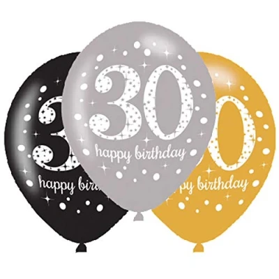 Abbildung von Luftballons 30 Jahre funkelnde Geburtstag 6 Stück
