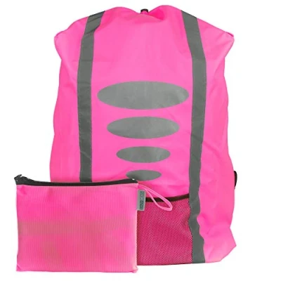Abbildung von EAZY CASE Rucksack Regenschutz Reflektor Überzug Schutzhülle Uni, Reflektierender Regenüberzug für Rucksäcke wasserabweisend Neon Pink