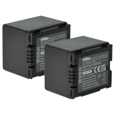 Abbildung von vhbw 2X Akku kompatibel mit Panasonic VDR D250, D220, M50, D300, M30, D310 Videokamera Camcorder (1100 mAh, 7,2 V, Li Ion)