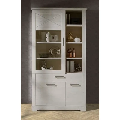 Abbildung von Forte ROCKHAMPTON Vitrine L B x H T: 108,2x206,2x42, Holzwerkstoff, Pinie Weiß, Groß