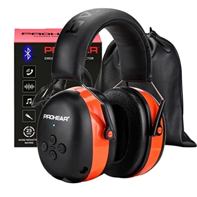 Abbildung von PROHEAR 037 Gehörschutz mit Bluetooth, BT 5.3 Technologie Kopfhörer Eingebautem Mikrofon und Lärmreduzierung für Mähen Lärmintensive Freizeitaktivitäten, SNR 30dB, NRR25dB Orange