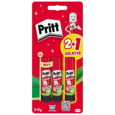 Abbildung von Pritt Klebestift &quot;Alles steht Kopf 2&quot;, Set mit 3 x 11g Klebestiften und Tattoos, sicherer kinderfreundlicher Kleber für Kunst Bastelarbeiten, starker Klebstoff die Schule, 9H PGS5B