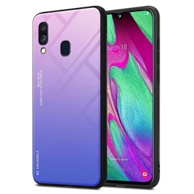 Abbildung von Cadorabo Hülle kompatibel mit Samsung Galaxy A40 Schutzhülle TPU Silikon Case Glas Slim Kratzfest Weiche Gummi Rundumschutz für in Schwarz