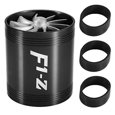 Abbildung von KIMISS Auto Lufteinlass Turbo, Turbonator Dual Fan Turbine Superlader Gas Fuel Saver Turbo Ersatz Super Saver(Schwarz)